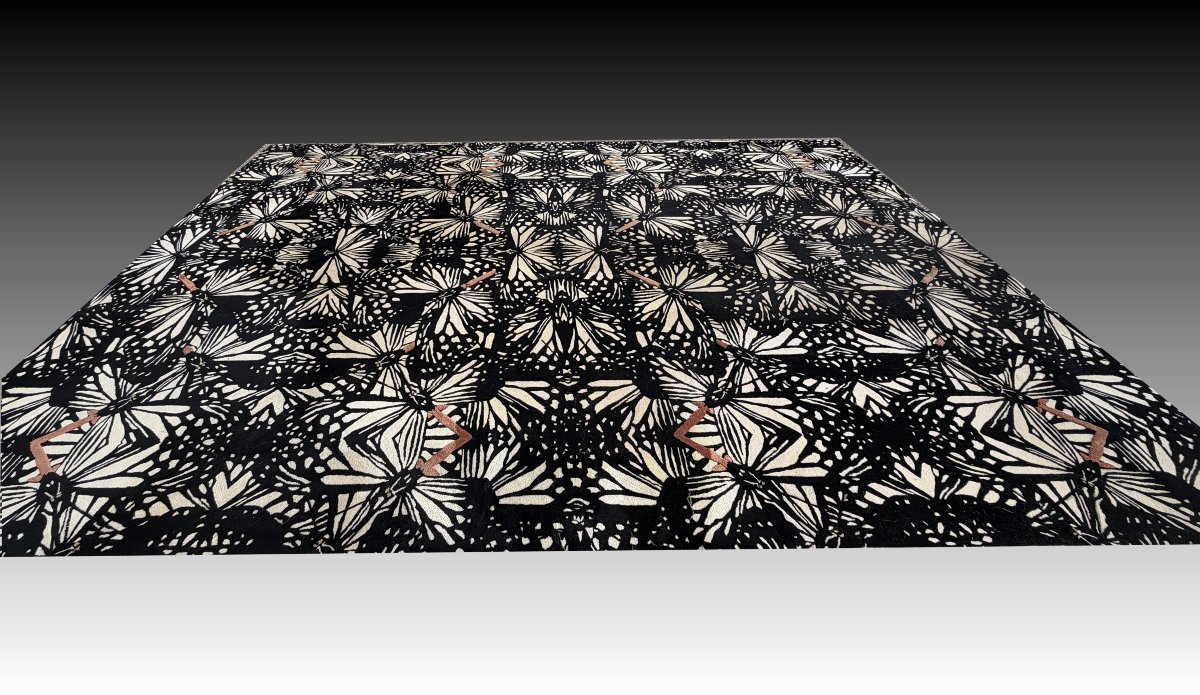 Large Modern Runer Roche Bobois Rug: 3.94 X 2.73 Meters, "galerie Sardje"-photo-4