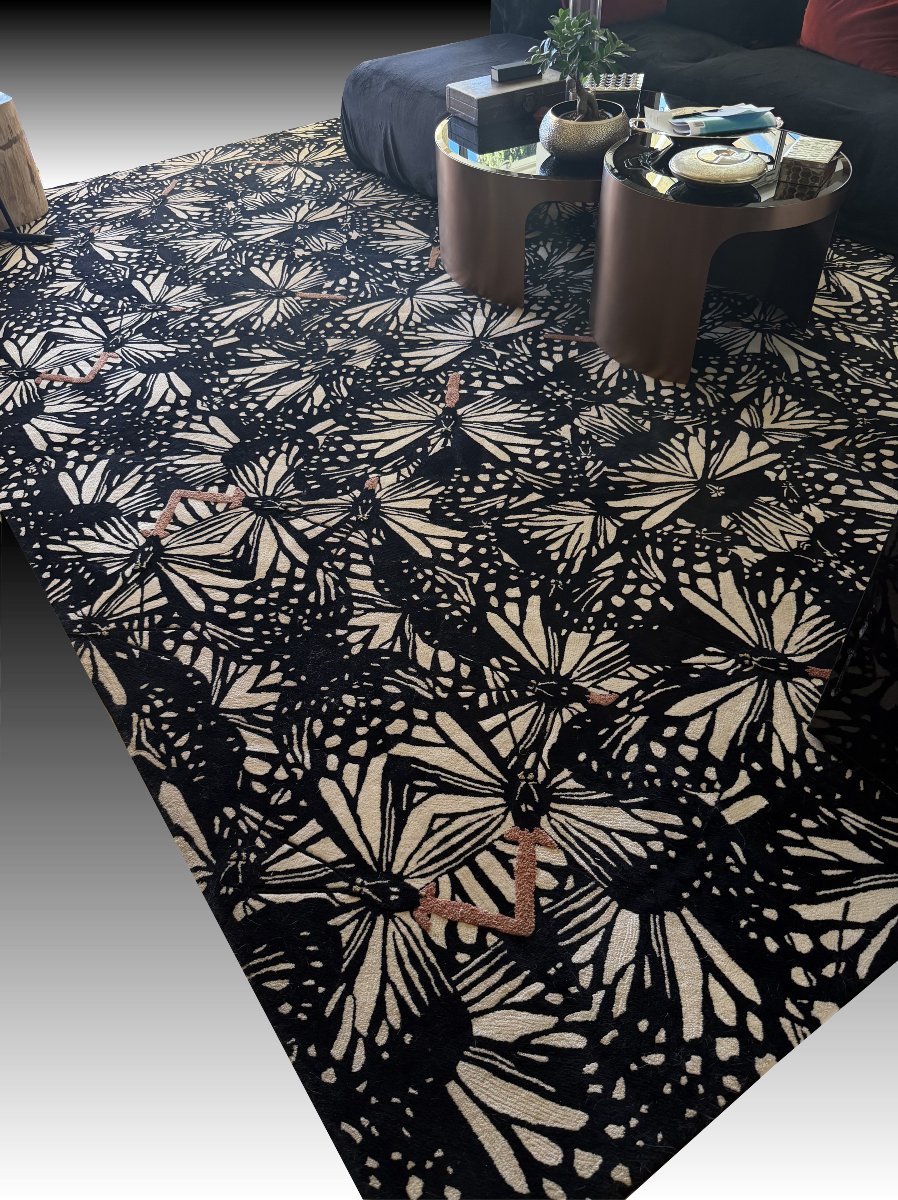 Large Modern Runer Roche Bobois Rug: 3.94 X 2.73 Meters, "galerie Sardje"-photo-6