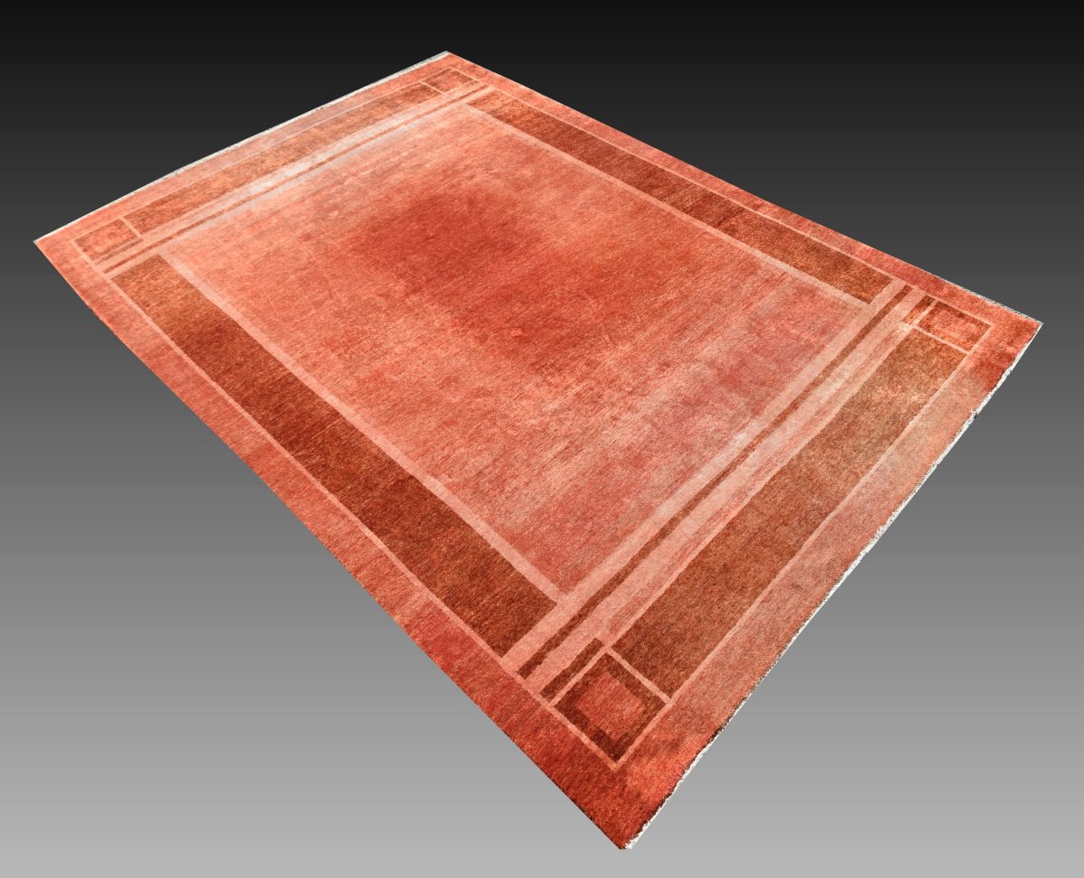 Ziegler Art Deco Oriental Rug: 3.52 X 2.46 Meters - Handmade Wool - "galerie Sardje" -photo-8