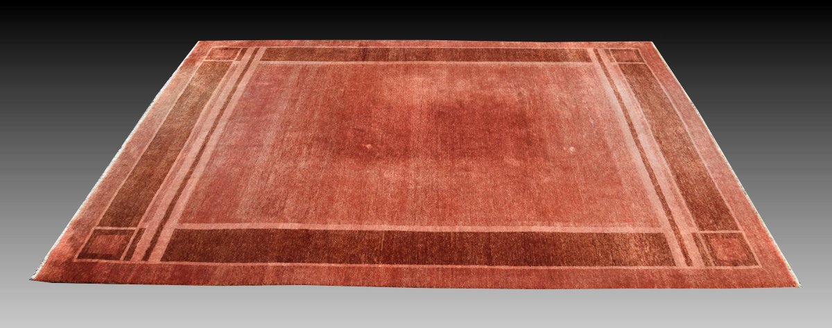 Ziegler Art Deco Oriental Rug: 3.52 X 2.46 Meters - Handmade Wool - "galerie Sardje" -photo-3