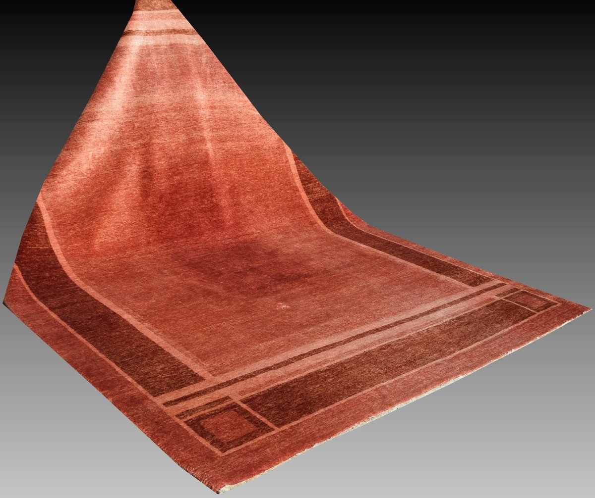 Ziegler Art Deco Oriental Rug: 3.52 X 2.46 Meters - Handmade Wool - "galerie Sardje" -photo-4