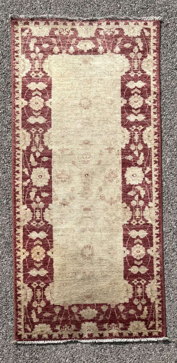Vintage Afghan Chobi Ziegler Hand-knotted Rug: 214 X 79 Cm "galerie Sardje" -photo-3