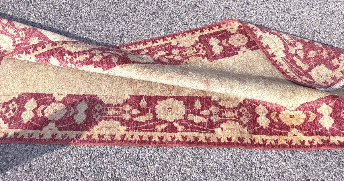 Vintage Afghan Chobi Ziegler Hand-knotted Rug: 214 X 79 Cm "galerie Sardje" -photo-3
