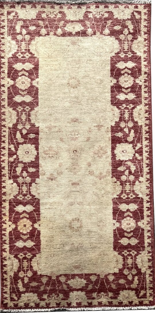 Vintage Afghan Chobi Ziegler Hand-knotted Rug: 214 X 79 Cm "galerie Sardje" 