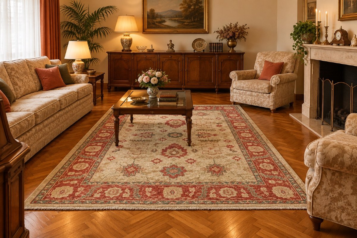Tapis afghan vintage Chobi Ziegler noué à la main : 193 x 154Cm "GalerieSardje"-photo-2