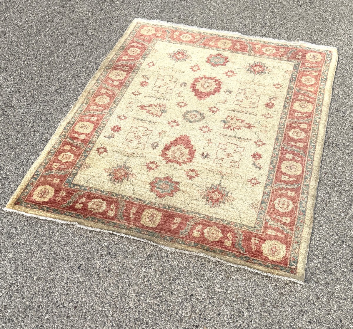 Tapis afghan vintage Chobi Ziegler noué à la main : 193 x 154Cm "GalerieSardje"-photo-2