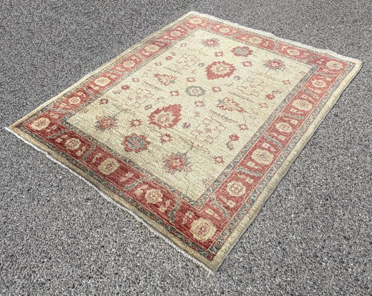Tapis afghan vintage Chobi Ziegler noué à la main : 193 x 154Cm "GalerieSardje"-photo-5