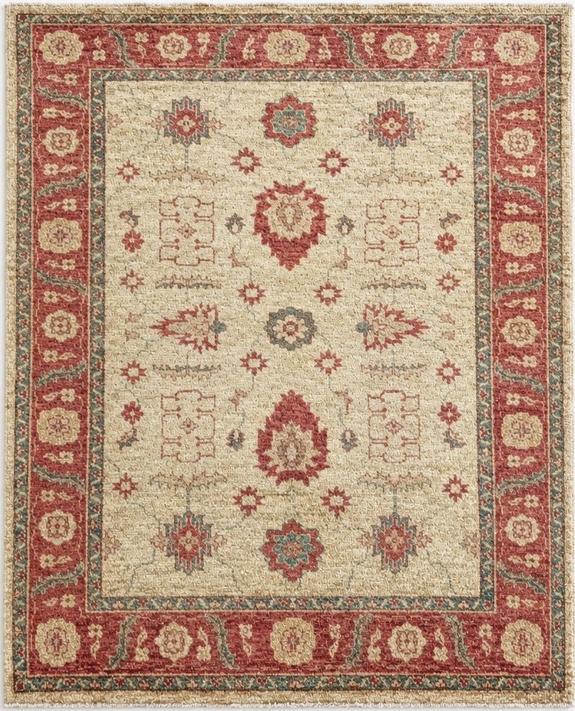 Tapis afghan vintage Chobi Ziegler noué à la main : 193 x 154Cm "GalerieSardje"