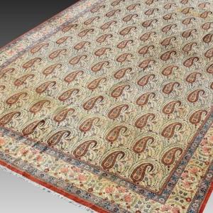 Grand Tapis d'Orient Iran Ghoum, Laine Kurk : 4.07 X 2.45 Mètres
