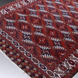 Large Antique Turkmen Bukhara Yomud Rug: 3.45 X 2.08 Meters 