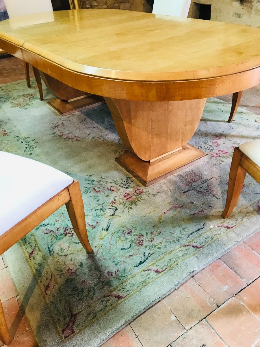 Table And 6 Art Deco Chairs In Sycamore-photo-1