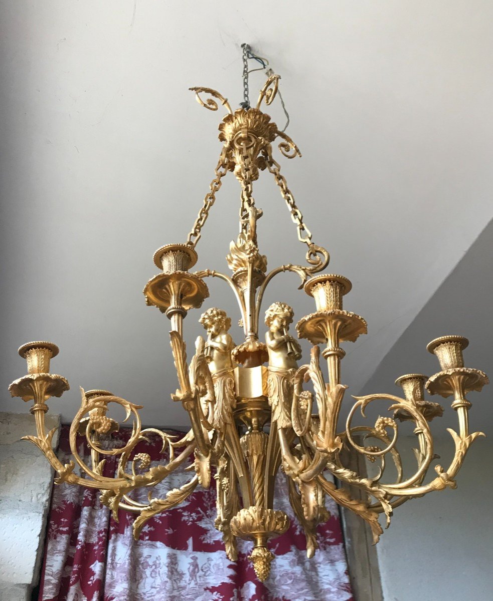 Lustre En Bronze Doré