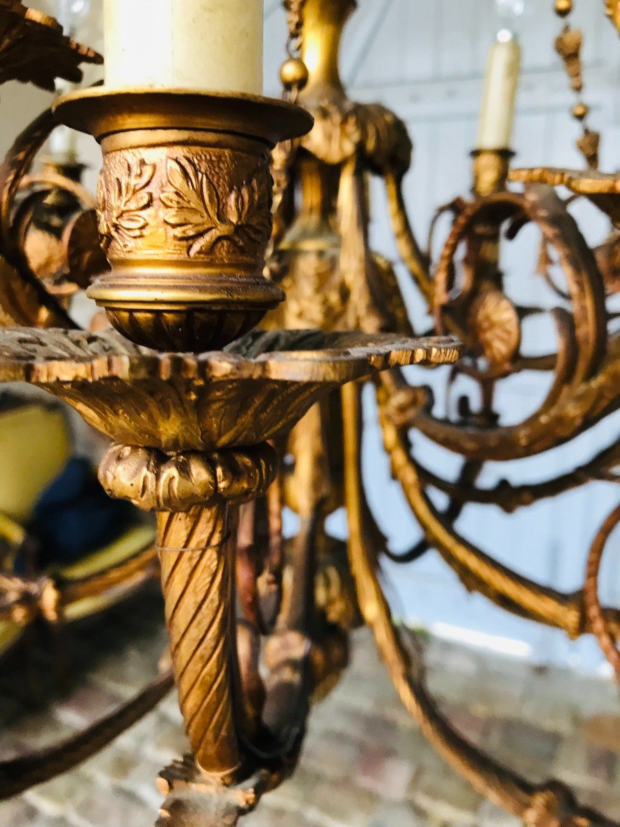 Lustre En Bronze Dix- Huit Lumières- -photo-2