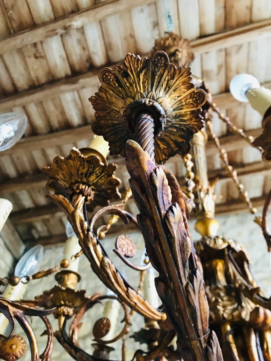 Lustre En Bronze Dix- Huit Lumières- -photo-4