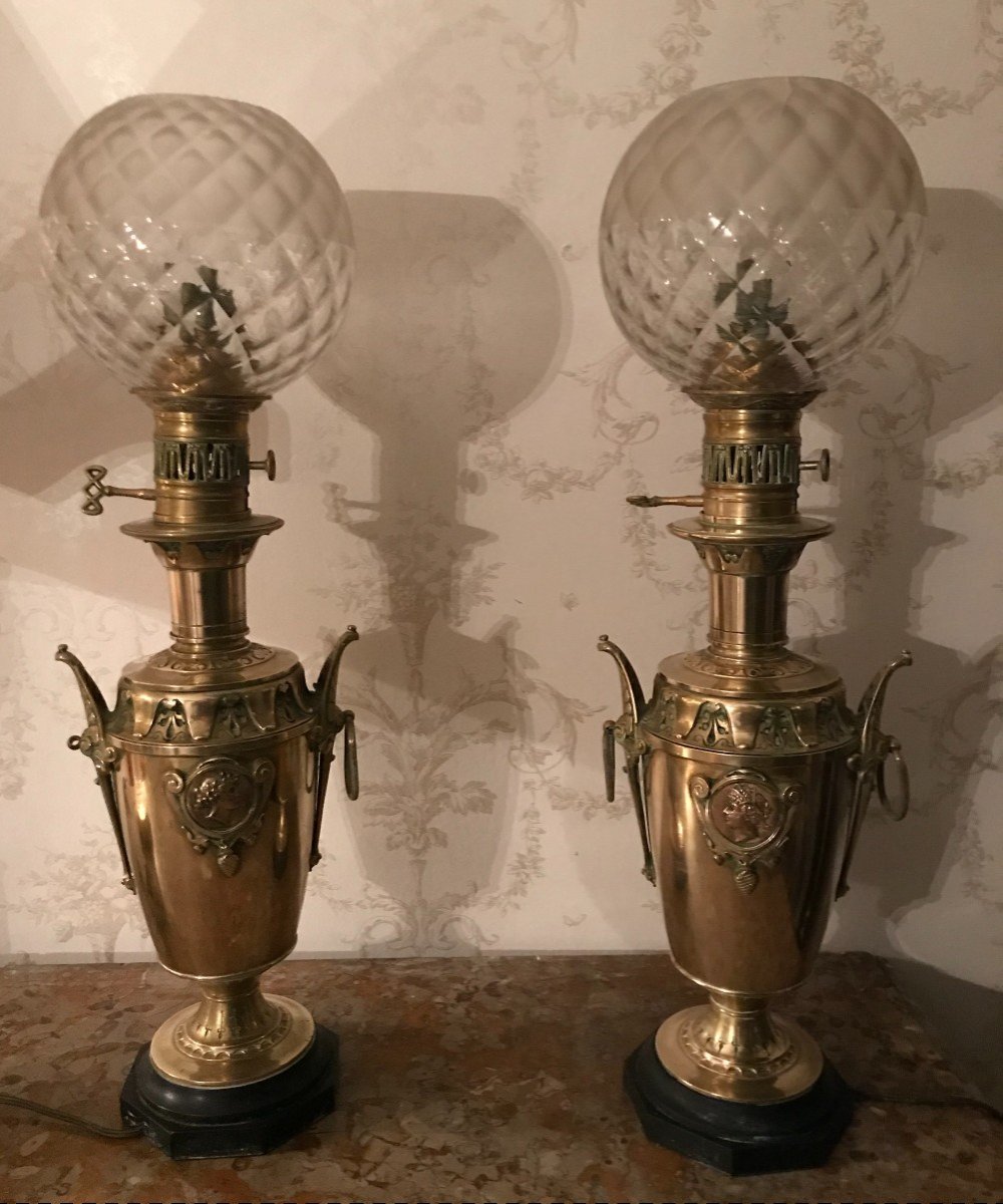 Paire De Lampes En Bronze Napoléon III Par Chartron à Lyon