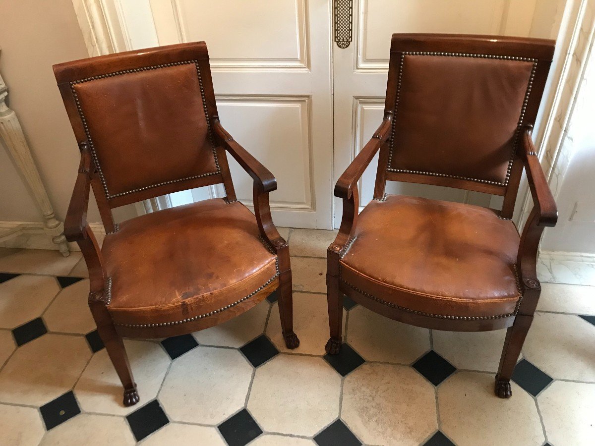 Paire De Fauteuils D 'officier d'Epoque Empire 