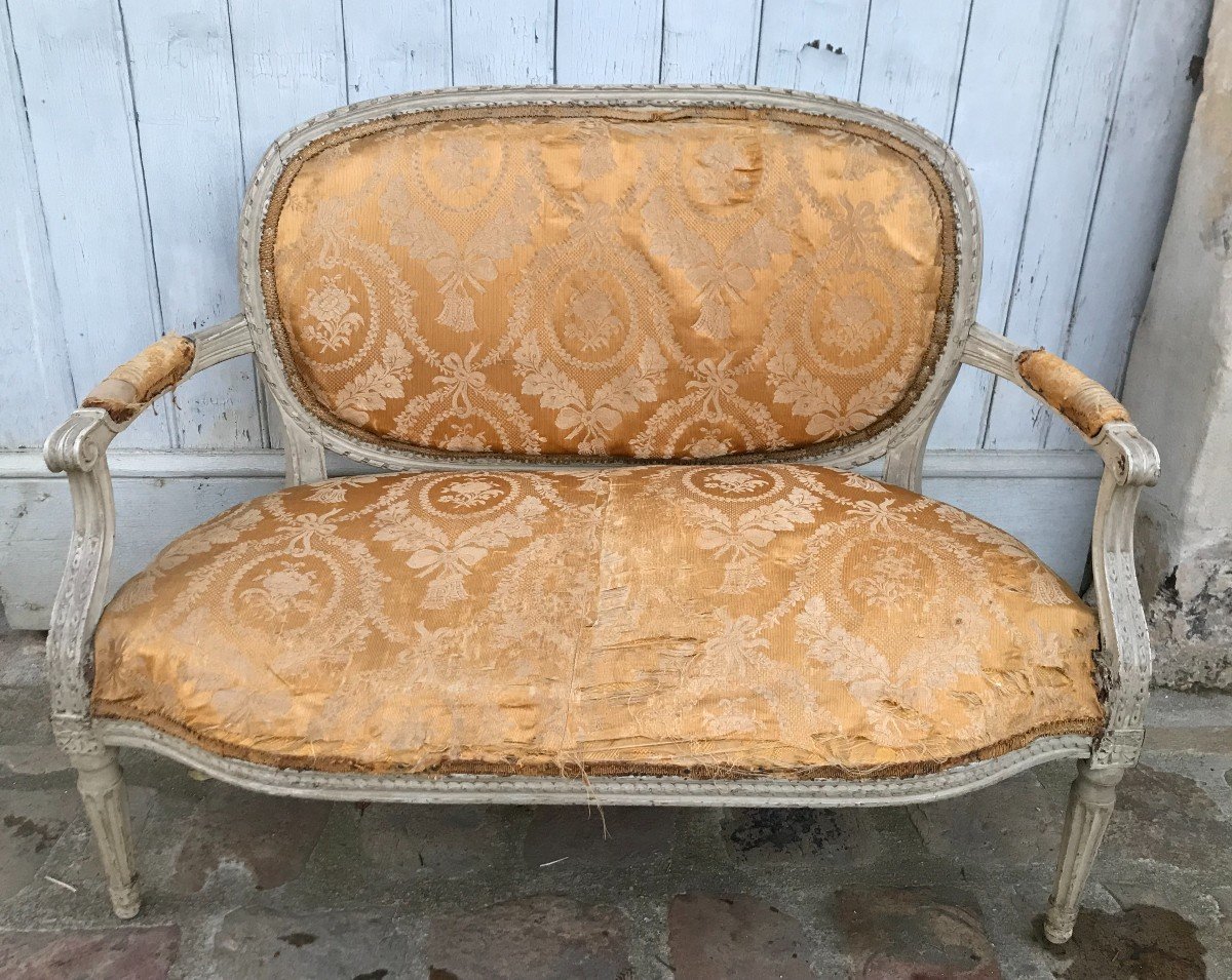 Small Gray Lacquered Louis XVI Sofa