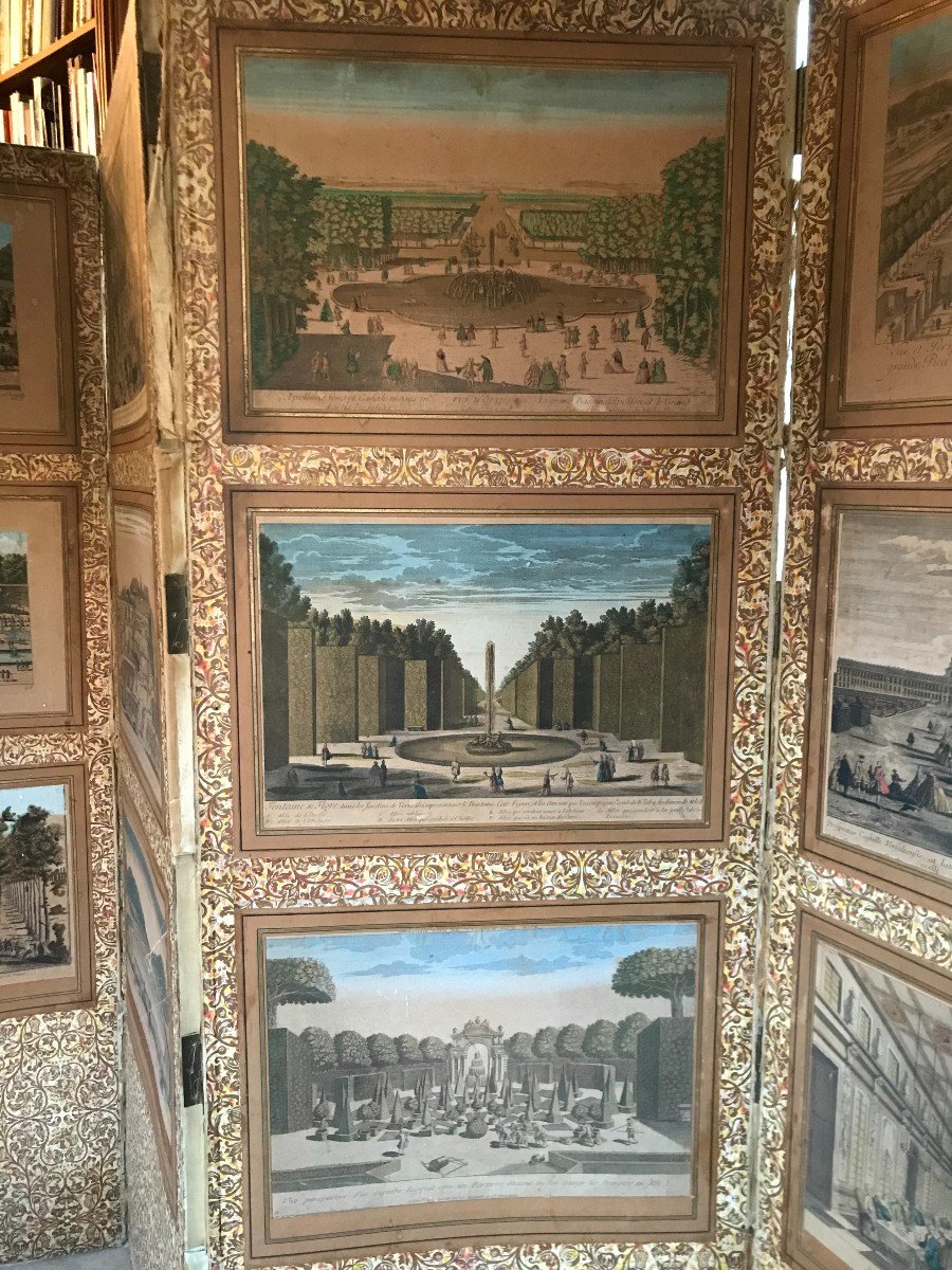 Screen Decorated With Optical View From The 18th Century (château De Versailles)-photo-1