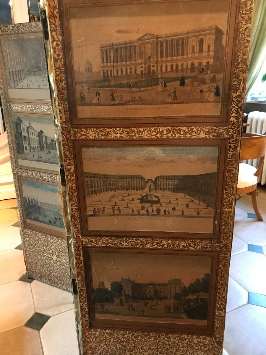 Screen Decorated With Optical View From The 18th Century (château De Versailles)-photo-4