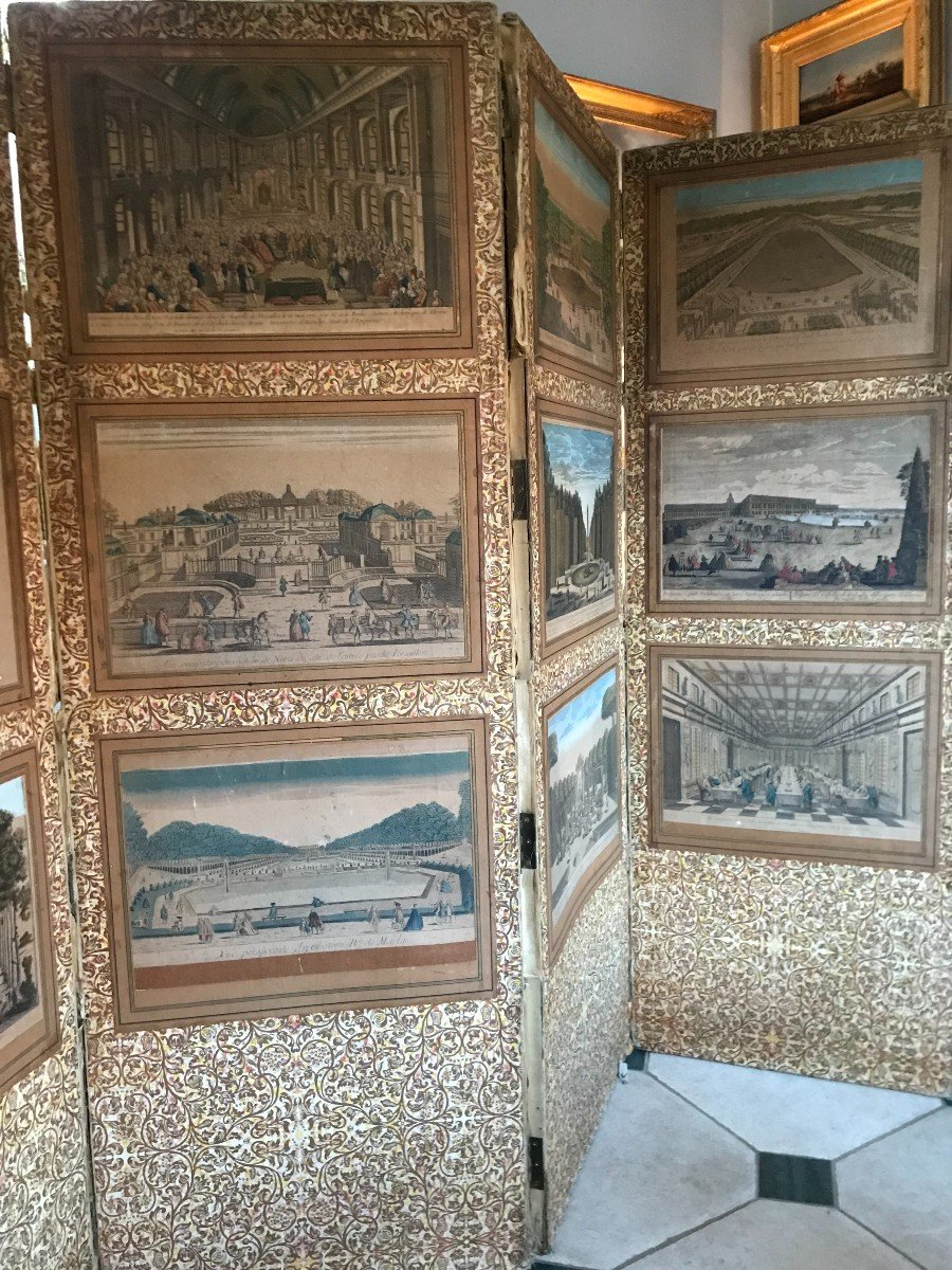 Screen Decorated With Optical View From The 18th Century (château De Versailles)-photo-7