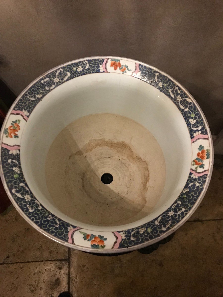 Asian Cache Pot In Twentieth Porcelain-photo-3