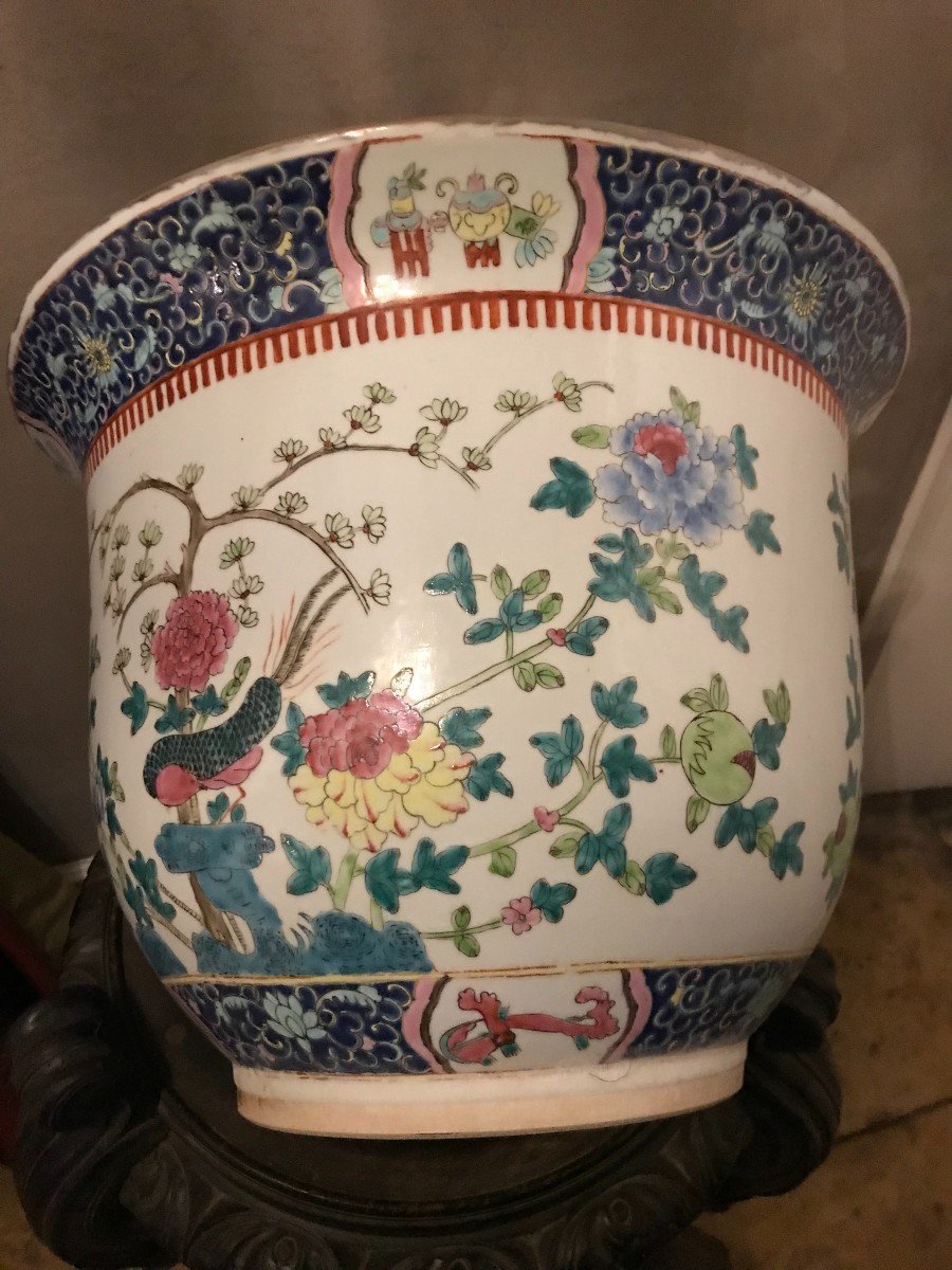Asian Cache Pot In Twentieth Porcelain-photo-4