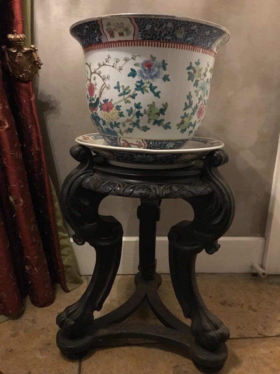 Asian Cache Pot In Twentieth Porcelain-photo-4