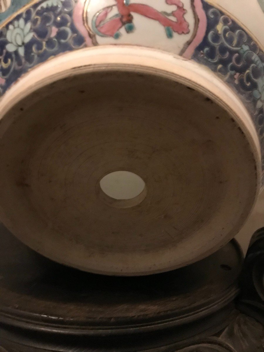 Asian Cache Pot In Twentieth Porcelain-photo-6