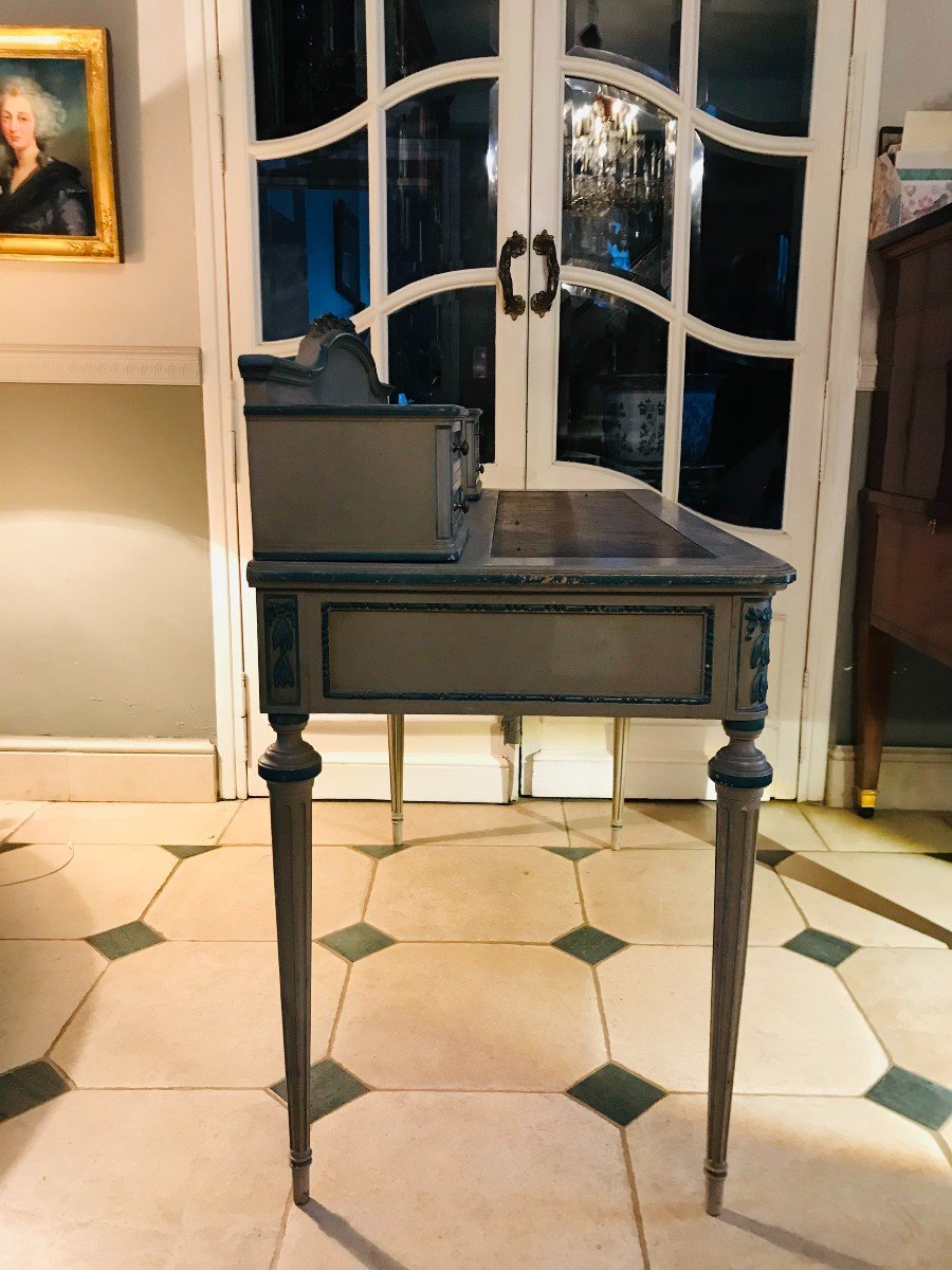 Bureau De Style Louis XVI Laqué Gris-photo-5