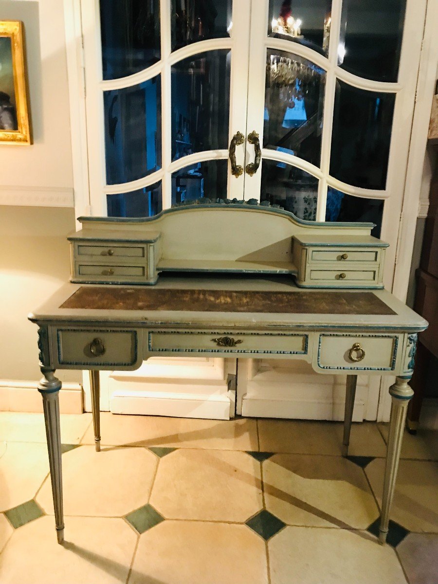 Bureau De Style Louis XVI Laqué Gris