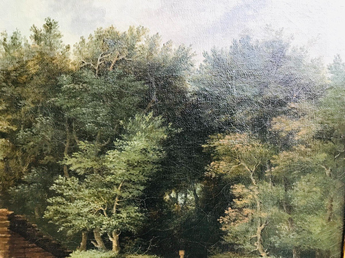 Les Lavandières Huile Sur Toile XVIII  ème-photo-2