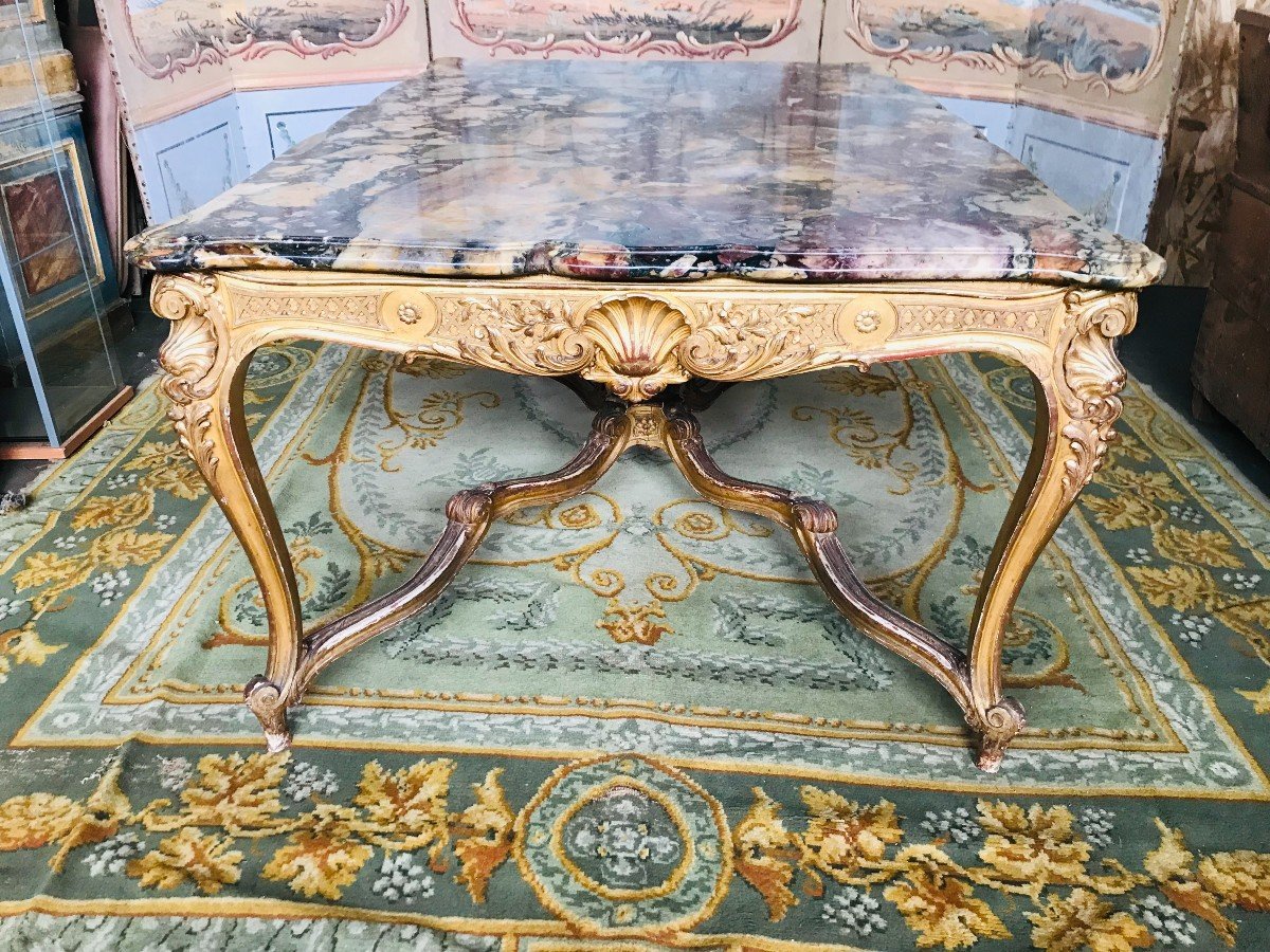 Important Middle Table In Golden Wood Napoleon III-photo-1