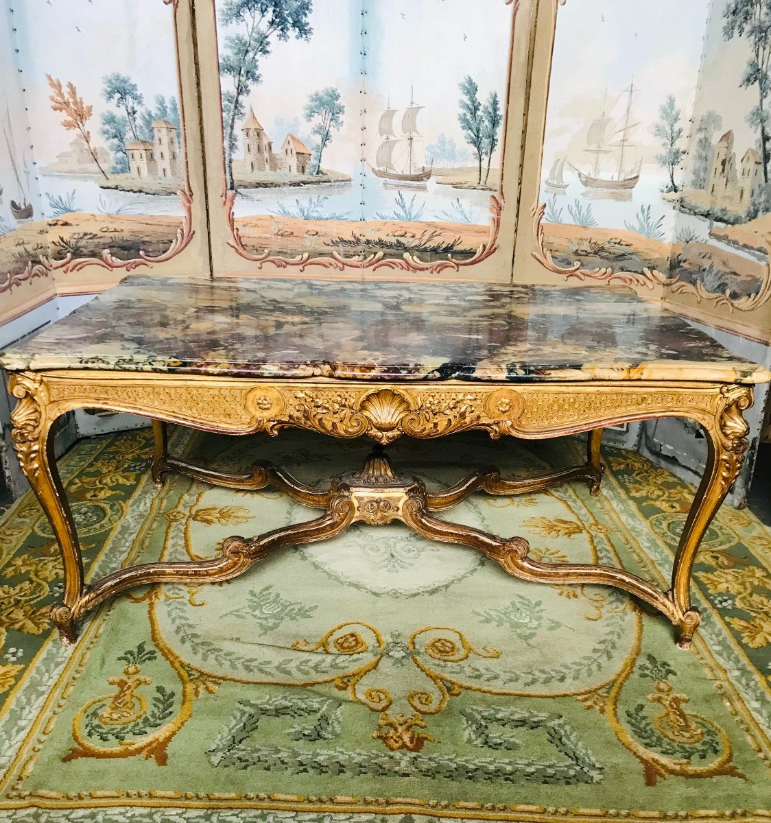 Important Middle Table In Golden Wood Napoleon III