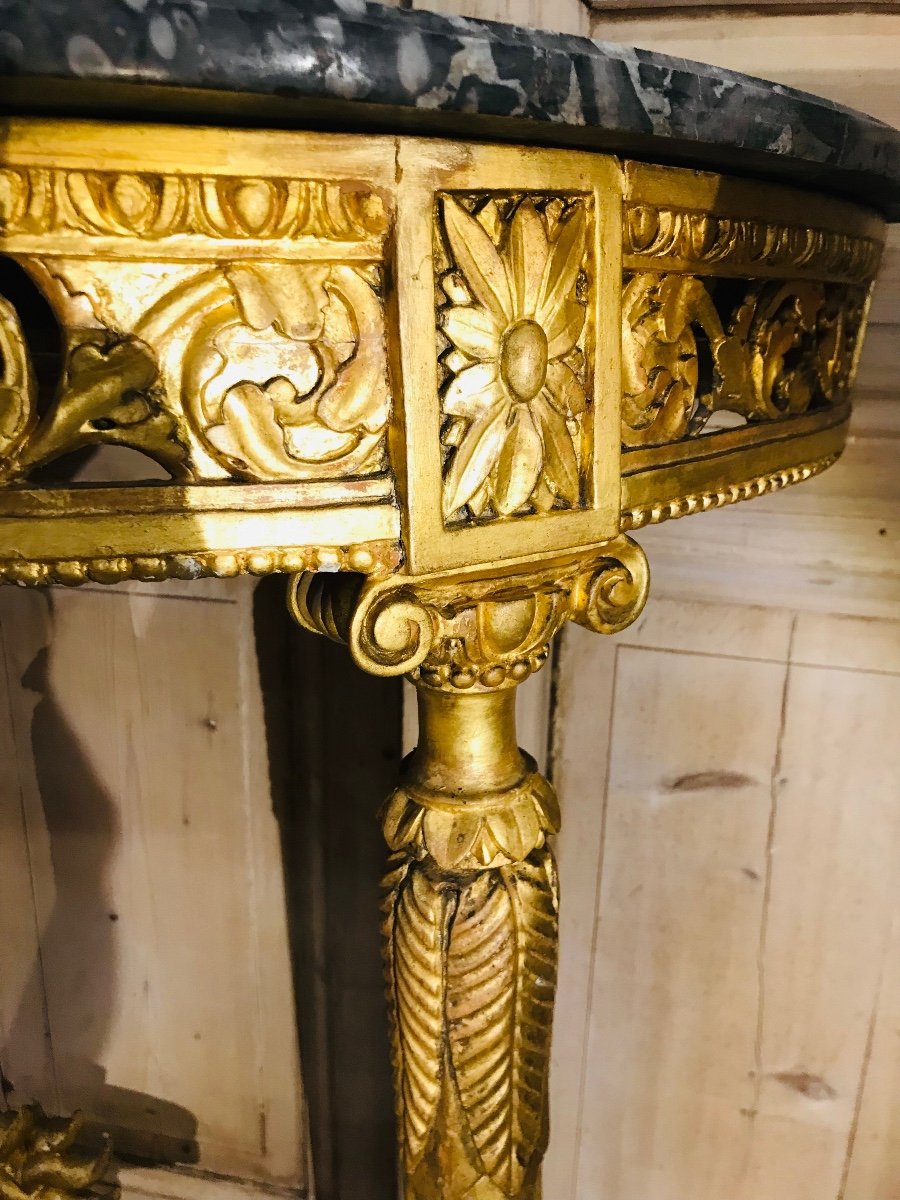 Half Moon Console In Gilded Wood Epoque XVIII-photo-3