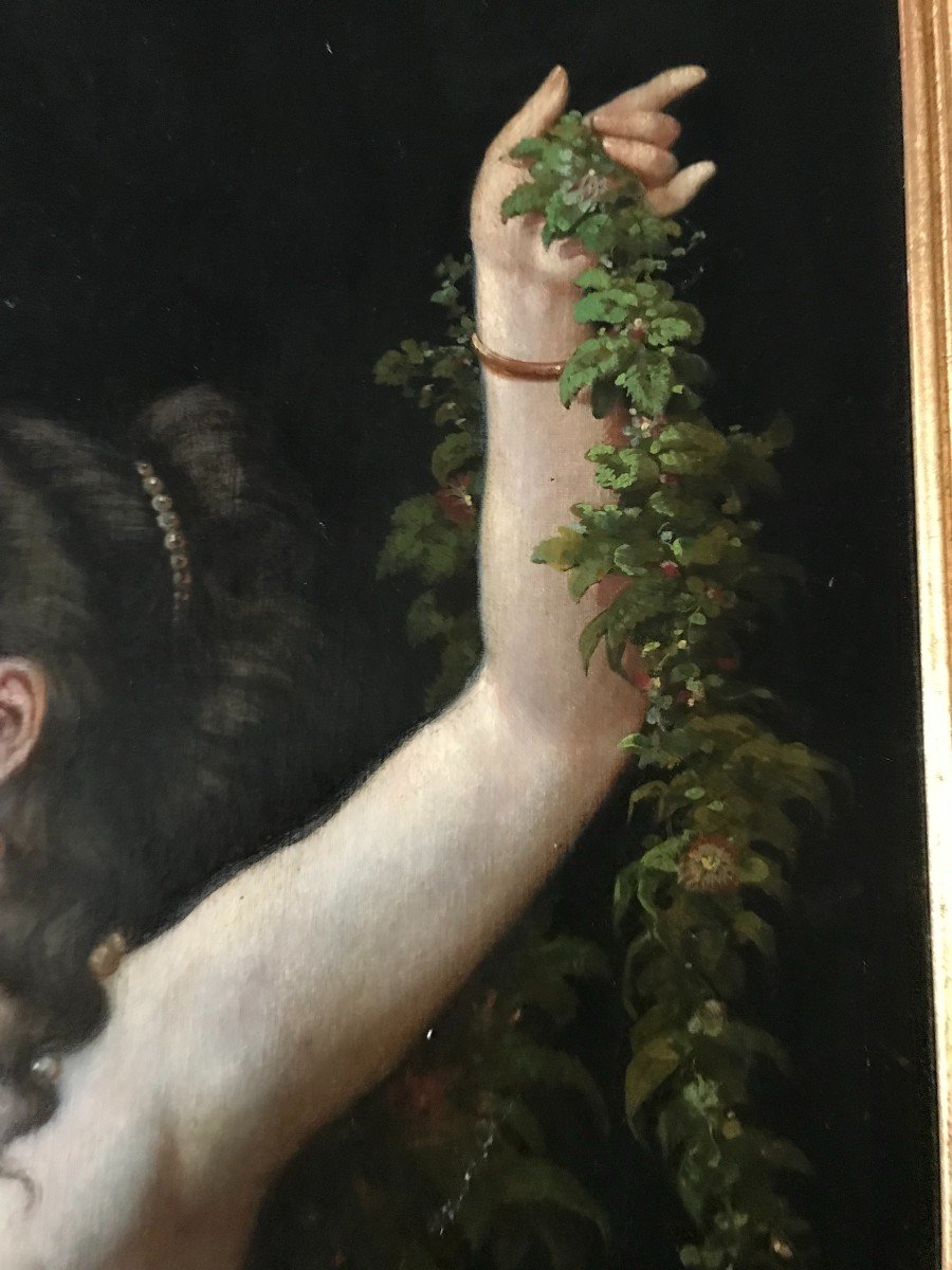 Deux Huiles Sur Toile (nu Aux Gerbes De Fleurs)Epoque Napoléon III-photo-4