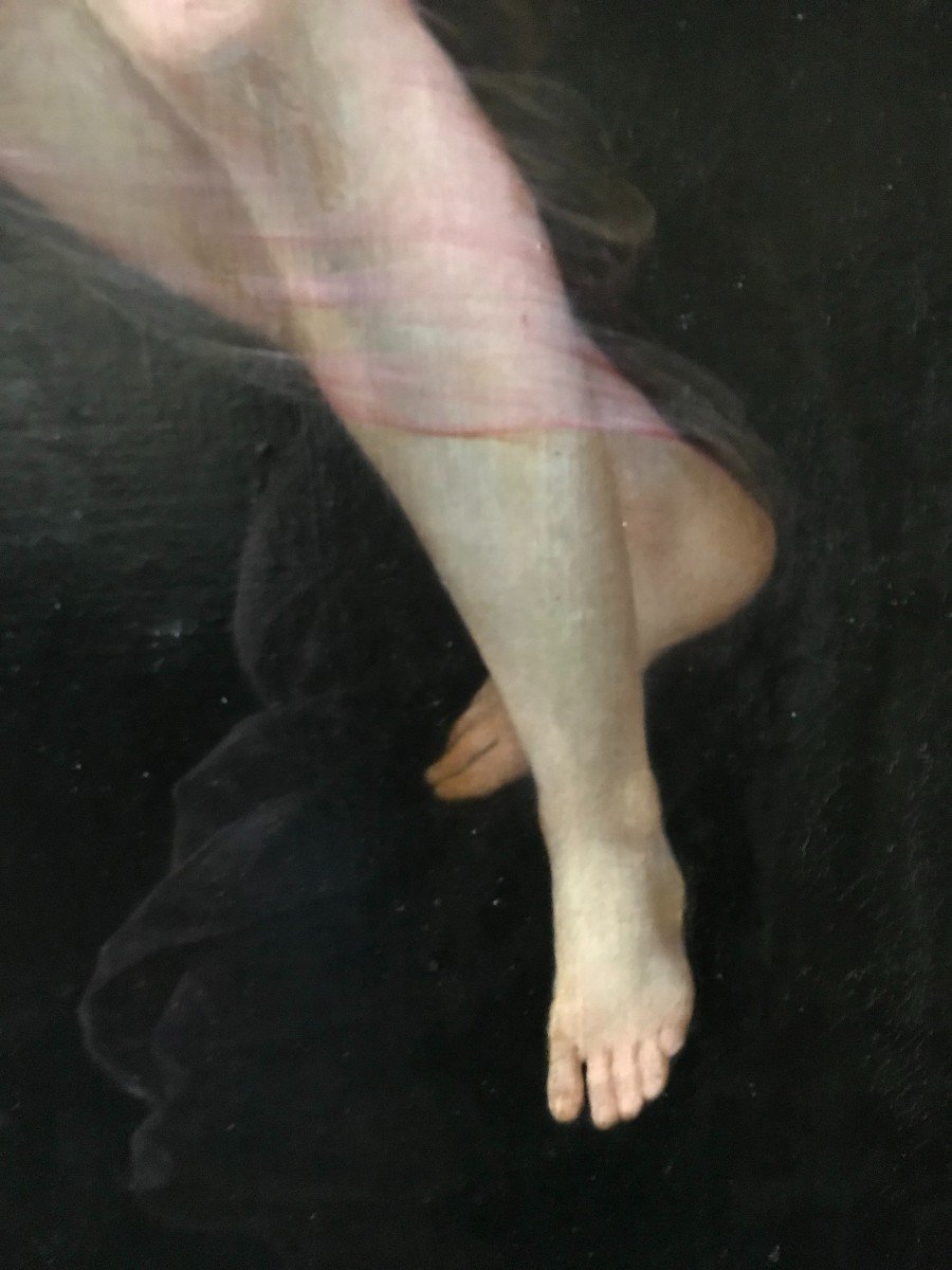 Deux Huiles Sur Toile (nu Aux Gerbes De Fleurs)Epoque Napoléon III-photo-5