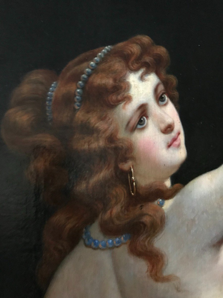 Deux Huiles Sur Toile (nu Aux Gerbes De Fleurs)Epoque Napoléon III-photo-8