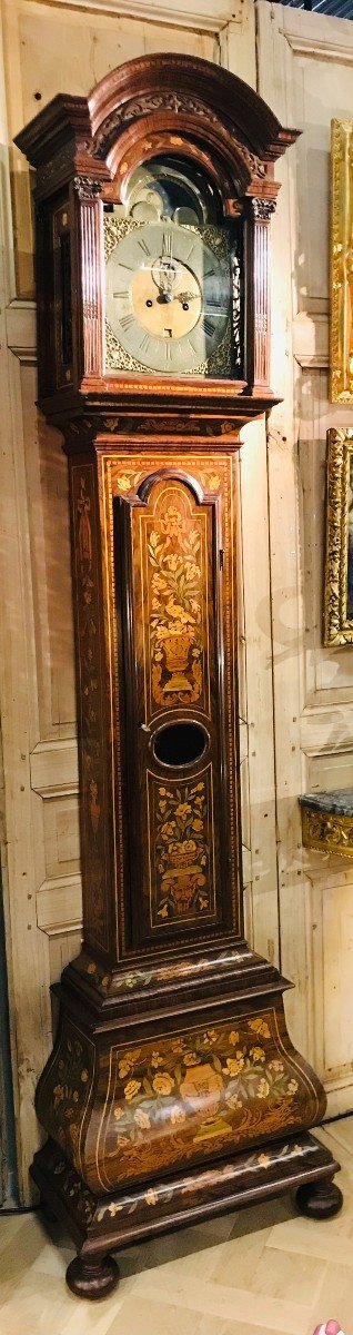 Horloge à Gaine, Mouvement Face De Lune - XVIIIème Hollandais