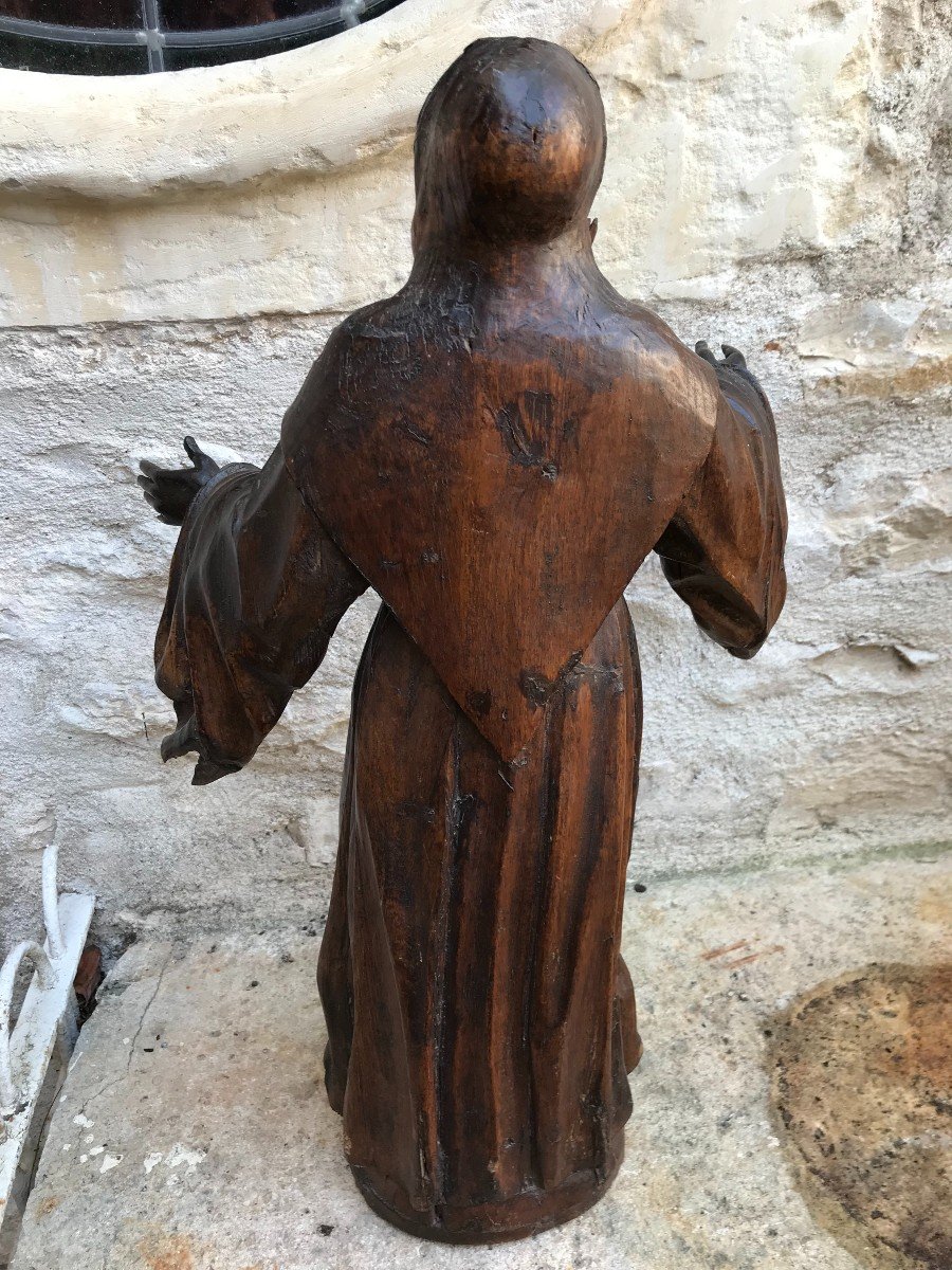 Statue religieuse en  noyer - XVIIème-photo-3