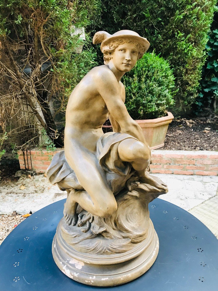 Mercure En Terre Cuite d'Après Jean-Baptiste Pigalle-photo-3