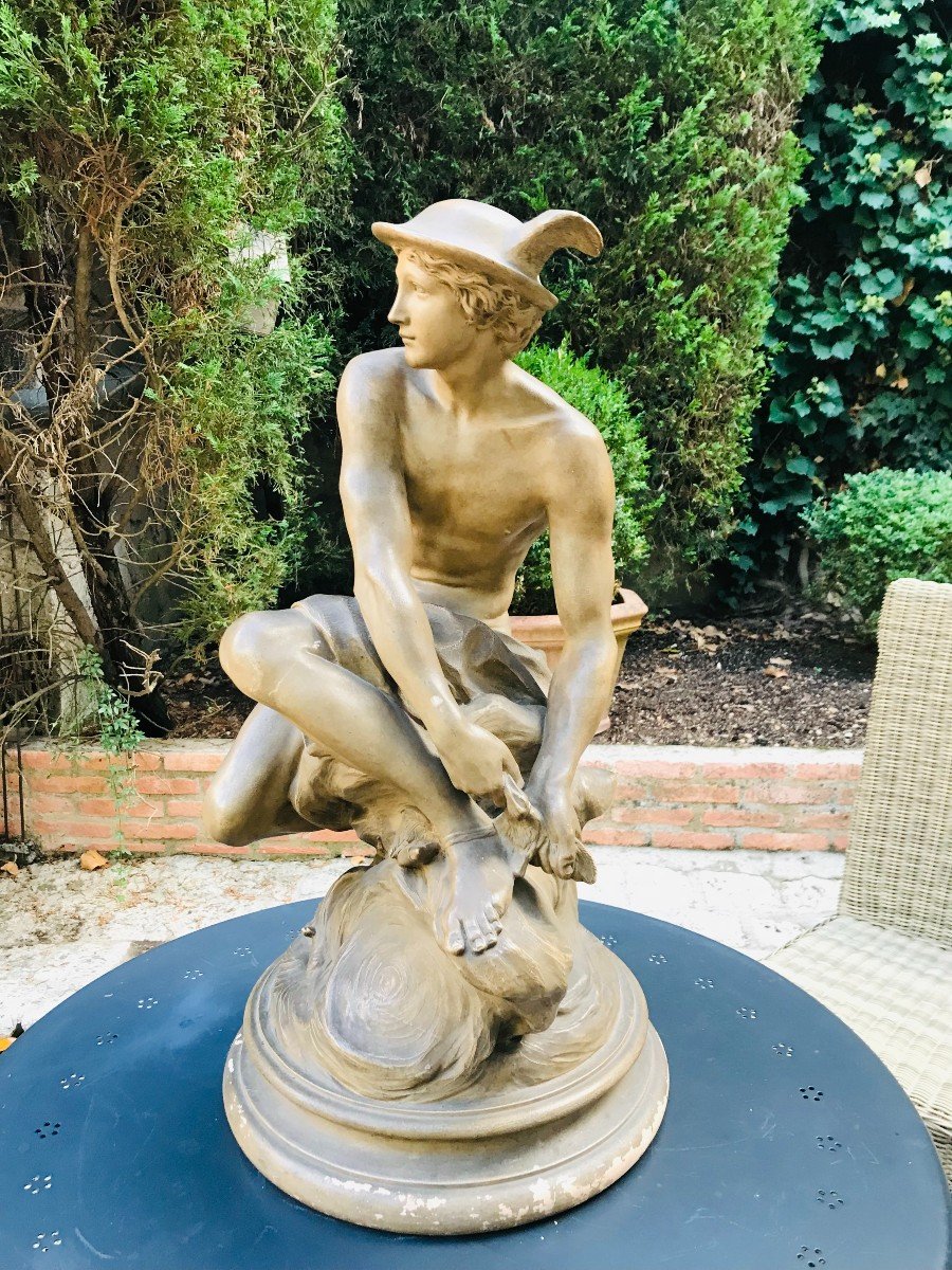 Mercure En Terre Cuite d'Après Jean-Baptiste Pigalle-photo-4