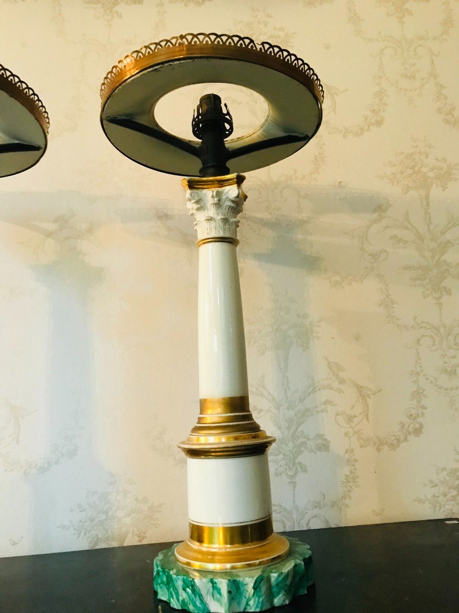 Paire De Lampes En Porcelaine Début XIX ème-photo-4
