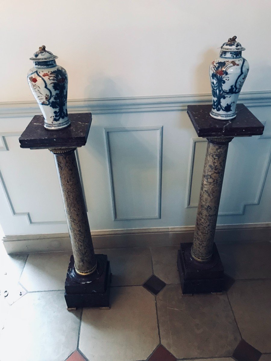 Paire De Colonnes En Marbre XIXème-photo-5