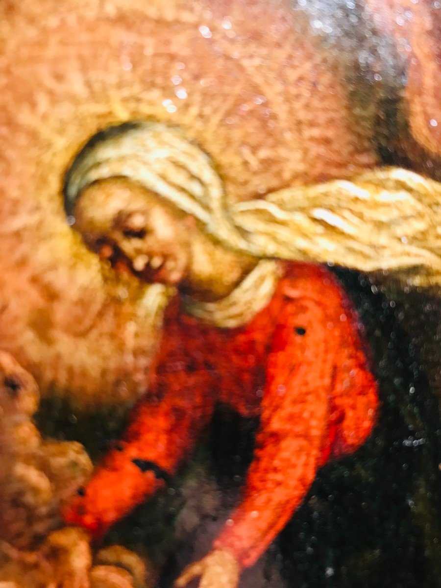 Scène Religieuse Du XVIIème Sur Cuivre-photo-3