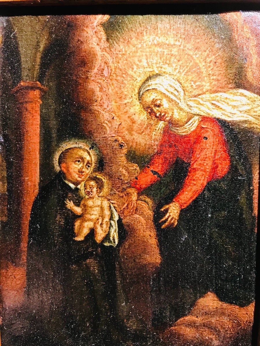 Scène Religieuse Du XVIIème Sur Cuivre-photo-1