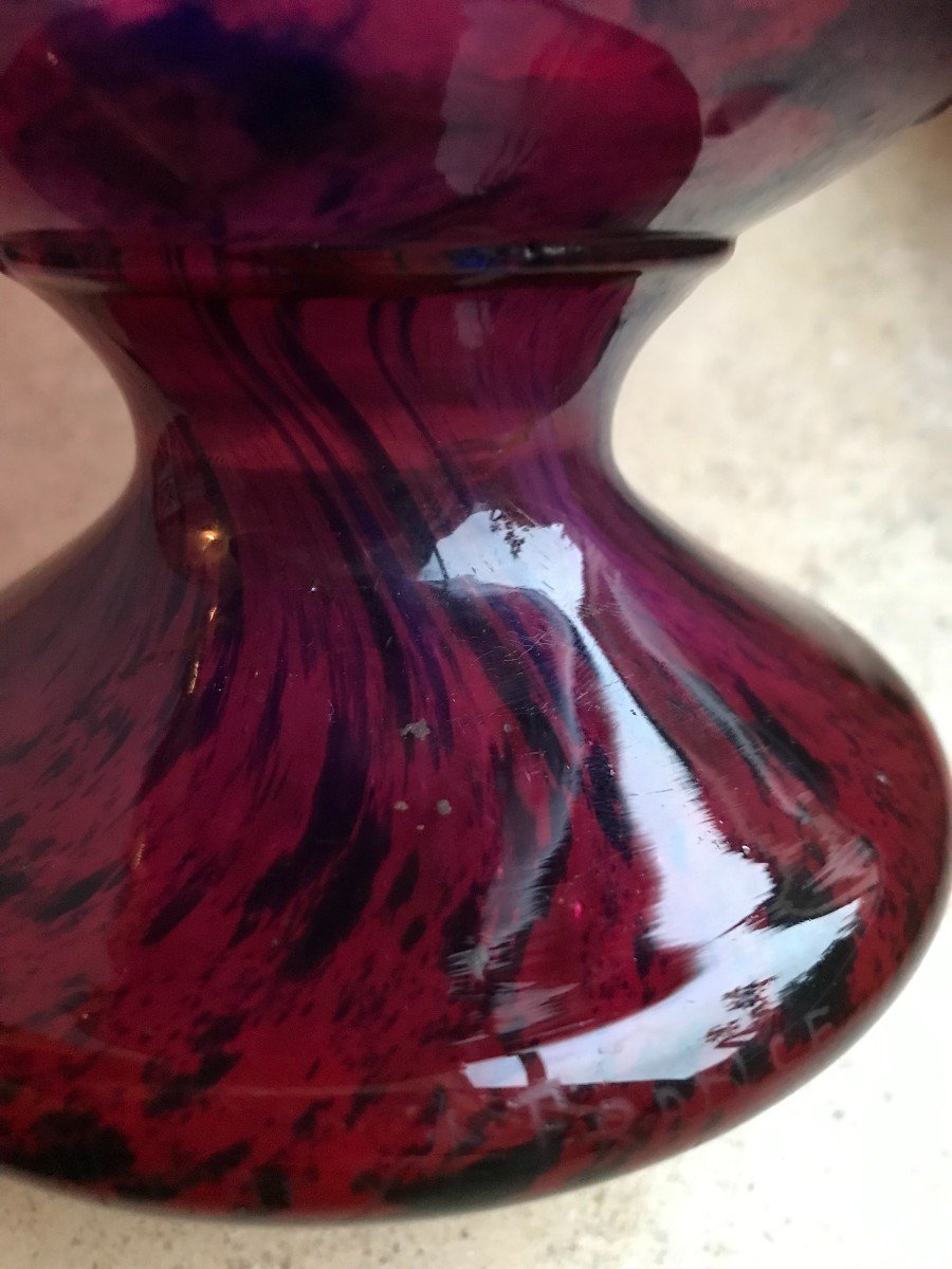 Glass Paste Vase Signed Daum In Nançy-photo-1