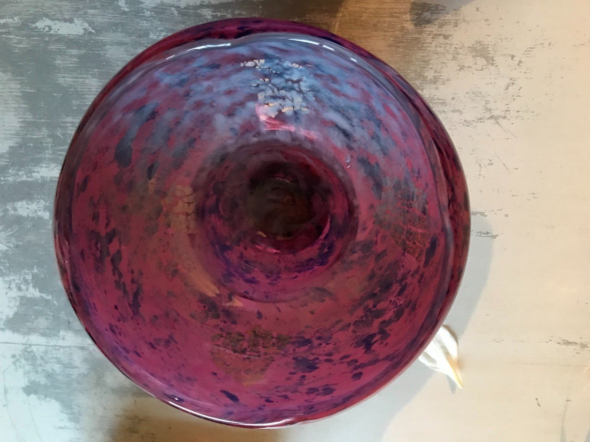 Glass Paste Vase Signed Daum In Nançy-photo-3