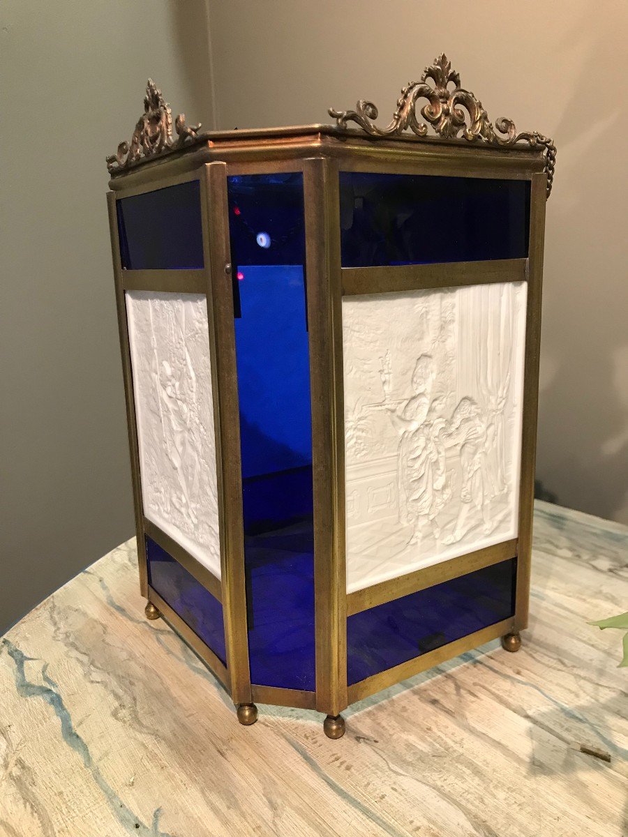 Porcelain Plate Lantern For Lithophane "manufacture De Plaue"-photo-2