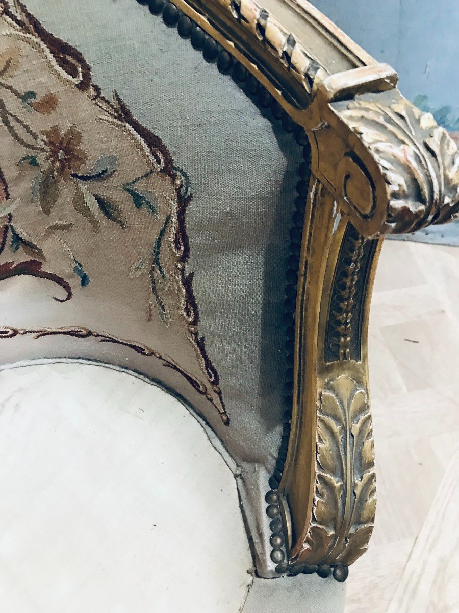 Louis XVI Style Sofa - 19th Century Petit Point Tapestry-photo-8