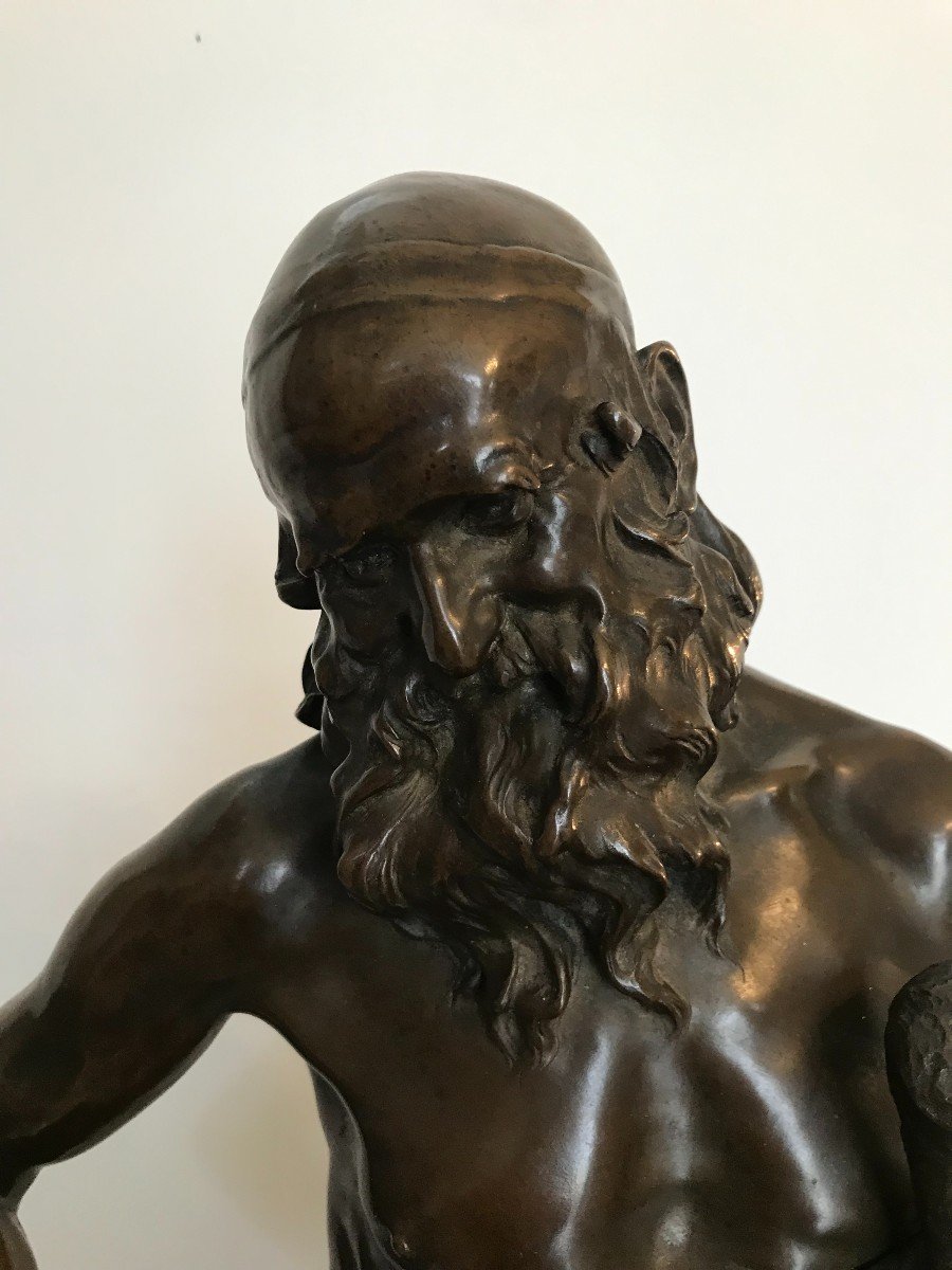 Bronze Patine Brune De Démocrite Par Etcheto-photo-2